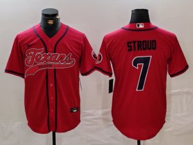 Cheap Men\'s Houston Texans #7 CJ Stroud Red With Patch Cool Base Stitched Baseball Jersey