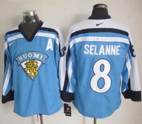 Wholesale Cheap Jets #8 Teemu Selanne Light Blue Nike Throwback Stitched NHL Jersey