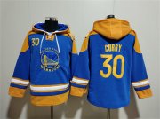 Cheap Men's Golden State Warriors #30 Stephen Curry Blue Yellow Lace-Up Pullover Hoodie