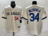 Wholesale Cheap Men's Los Angeles Dodgers #34 Toro Valenzuela Number Cream 2024 City Connect Limited Stitched Jersey