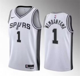 Wholesale Cheap Men\'s San Antonio Spurs #1 Victor Wembanyama White 2022-23 Association Edition Stitched Basketball Jerseys