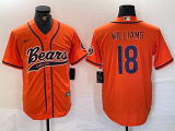 Cheap Men's Chicago Bears #18 Caleb Williams Orange With Patch Cool Base Stitched Baseball Jersey