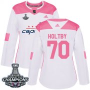 Wholesale Cheap Adidas Capitals #70 Braden Holtby White/Pink Authentic Fashion Stanley Cup Final Champions Women's Stitched NHL Jersey