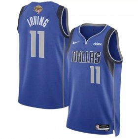 Cheap Men\'s Dallas Mavericks #11 Kyrie Irving Blue 2024 Finals Icon Edition Stitched Basketball Jersey