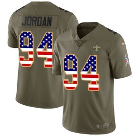 Wholesale Cheap Nike Saints #94 Cameron Jordan Olive/USA Flag Men\'s Stitched NFL Limited 2017 Salute To Service Jersey