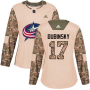 Wholesale Cheap Adidas Blue Jackets #17 Brandon Dubinsky Camo Authentic 2017 Veterans Day Women's Stitched NHL Jersey