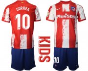 Wholesale Cheap Youth 2021-2022 Club Atletico Madrid home red 10 Nike Soccer Jersey