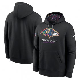 Men\'s Baltimore Ravens Black 2024 Crucial Catch Club Pullover Hoodie