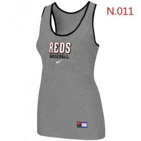 Wholesale Cheap Women\'s Nike Cincinnati Reds Tri-Blend Racerback Stretch Tank Top Light Grey