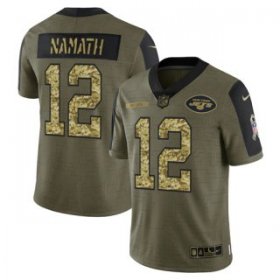 Wholesale Cheap Men\'s Olive New York Jets #12 Joe Namath 2021 Camo Salute To Service Limited Stitched Jersey