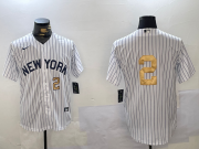 Cheap Men's New York Yankees #2 Derek Jeter White Pinstripe Without Name Fashion Cool Base Jerseys