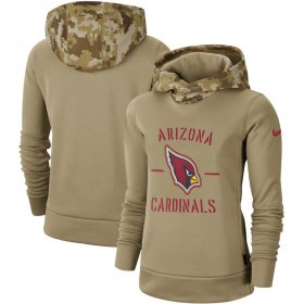 Wholesale Cheap Women\'s Arizona Cardinals Nike Khaki 2019 Salute to Service Therma Pullover Hoodie