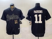 Cheap Men's Dallas Cowboys #11 Micah Parsons Black With Patch Cool Base Stitched Baseball Jerseys