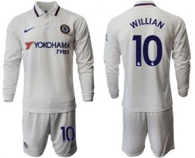 Wholesale Cheap Chelsea #10 Willian Away Long Sleeves Soccer Club Jersey