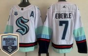 Wholesale Cheap Men's Seattle Kraken #7 Jordan Eberle White 2021-22 Season Inaugural Authentic Jersey