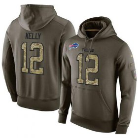 Wholesale Cheap NFL Men\'s Nike Buffalo Bills #12 Jim Kelly Stitched Green Olive Salute To Service KO Performance Hoodie