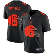 Wholesale Cheap Cleveland Browns #6 Baker Mayfield Men's Nike Team Logo Dual Overlap Limited NFL Jersey Black