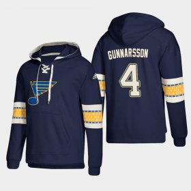 Wholesale Cheap St. Louis Blues #4 Carl Gunnarsson Blue adidas Lace-Up Pullover Hoodie