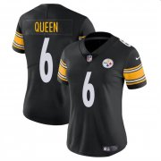 Cheap Women's Pittsburgh Steelers #6 Patrick Queen Black Vapor Football Stitched Jersey(Run Small)