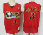 Wholesale Cheap Men's Philadelphia 76ers #3 Allen Iverson Red Hardwood Classics Reload Swingman Throwback Jersey