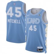 Cheap Men's Cleveland Cavaliers #45 Donovan Mitchell Light Blue 2024-25 City Edition Stitched Jersey