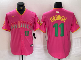 Wholesale Cheap Men\'s San Diego Padres #11 Yu Darvish Pink Player Number Fashion Baseball Jersey