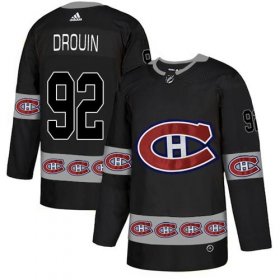 Wholesale Cheap Adidas Canadiens #92 Jonathan Drouin Black Authentic Team Logo Fashion Stitched NHL Jersey