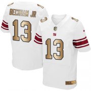 Wholesale Cheap Nike Giants #13 Odell Beckham Jr White Men's Stitched NFL Elite Gold Jersey