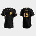 Cheap Mens Pittsburgh Pirates #15 Oneil Cruz Nike Black Alternate Team Logo P FlexBase Player Jersey