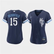 Wholesale Cheap Women's Kansas City Royals #15 Whit Merrifield 2022 Navy City Connect Cool Base Stitched Jersey(Run Small)