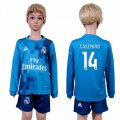 Wholesale Cheap Real Madrid #14 Casemiro Sec Away Long Sleeves Kid Soccer Club Jersey