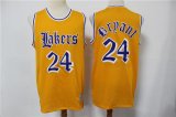 Wholesale Cheap Men's Los Angeles Lakers #24 Kobe Bryant Yellow English Version Hardwood Classics Soul Swingman Throwback Jersey