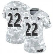 Cheap Women's Baltimore Ravens #22 Derrick Henry 2024 F.U.S.E Arctic Camo Salute To Service Limited Stitched Football Jersey(Run Small)