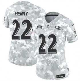 Cheap Women\'s Baltimore Ravens #22 Derrick Henry 2024 F.U.S.E Arctic Camo Salute To Service Limited Stitched Football Jersey(Run Small)