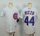 Wholesale Cheap Cubs #44 Anthony Rizzo White(Blue Strip) Cool Base Stitched Youth MLB Jersey