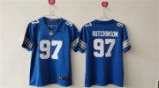 Cheap Women's Detroit Lions #97 Aidan Hutchinson Blue Vapor Football Stitched Jersey(Run Smaller)