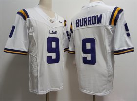 Cheap Men\'s LSU Tigers #9 Joe Burreaux White 2023 Stitched Football Jersey