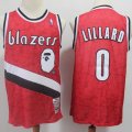 Wholesale Cheap A Bathing Ape Blazers #0 Damian Lillard Red Stitched Basketball Jersey