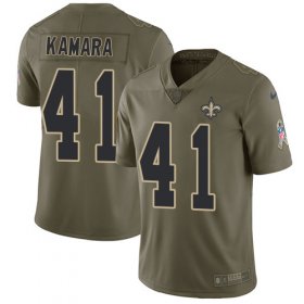 Wholesale Cheap Nike Saints #41 Alvin Kamara Olive Youth Stitched NFL Limited 2017 Salute to Service Jersey