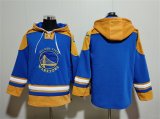 Cheap Men's Golden State Warriors Blank Blue Yellow Lace-Up Pullover Hoodie