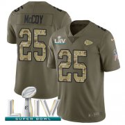 Wholesale Cheap Nike Chiefs #25 LeSean McCoy Olive/Camo Super Bowl LIV 2020 Men's Stitched NFL Limited 2017 Salute To Service Jersey