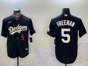 Cheap Men's Los Angeles Dodgers #5 Freddie Freeman Number Black Cool Base Jersey