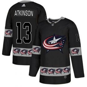 Wholesale Cheap Adidas Blue Jackets #13 Cam Atkinson Black Authentic Team Logo Fashion Stitched NHL Jersey