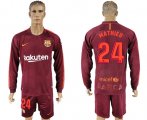 Wholesale Cheap Barcelona #24 Mathieu Sec Away Long Sleeves Soccer Club Jersey