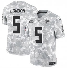 Cheap Men\'s Atlanta Falcons #5 Drake London 2024 F.U.S.E. Arctic Camo Salute to Service Limited Football Stitched Jersey