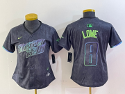 Wholesale Cheap Women's Tampa Bay Rays #8 Brandon Lowe Charcoal 2024 City Connect Limited Cool Base Jersey