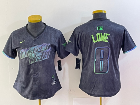 Wholesale Cheap Women\'s Tampa Bay Rays #8 Brandon Lowe Charcoal 2024 City Connect Limited Cool Base Jersey