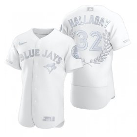 Wholesale Cheap Men\'s Toronto Blue Jays #32 Roy Halladay White Nike Flexbase Fashion Jersey