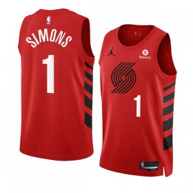 Wholesale Cheap Men\'s Portland Trail Blazers #1 Anfernee Simons 2022-23 Red Statement Edition Swingman Stitched Basketball Jersey