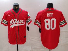 Men\'s San Francisco 49ers #80 Jerry Rice Red Mexico Cool Base Stitched Baseball Jersey